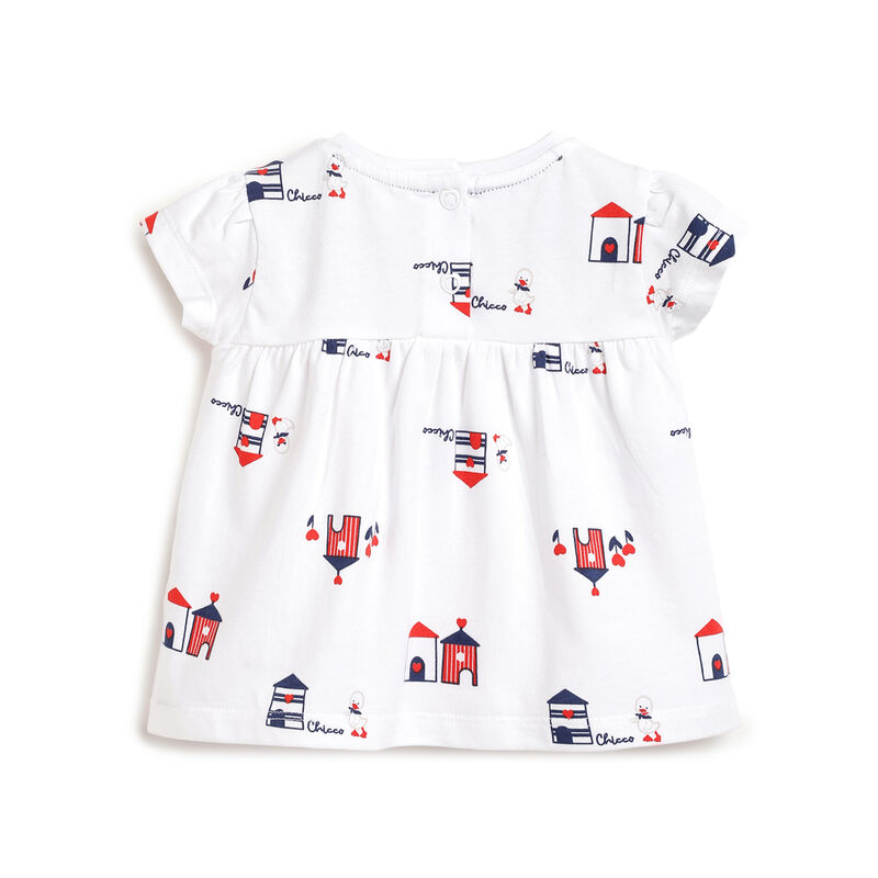 Girls Dark Blue Printed Outfit with Short Pants image number 1